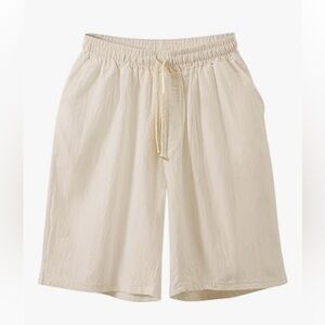 AMAZON Cream Linen Elasticized Waist Shorts Size 2XL NWOT